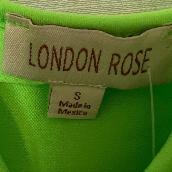 London Rose Fitted Neon Green Bodysuit - Picture 3 of 4
